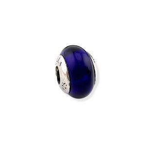 Donatella Blue Murano Glass Bead Charm Sterling Silver